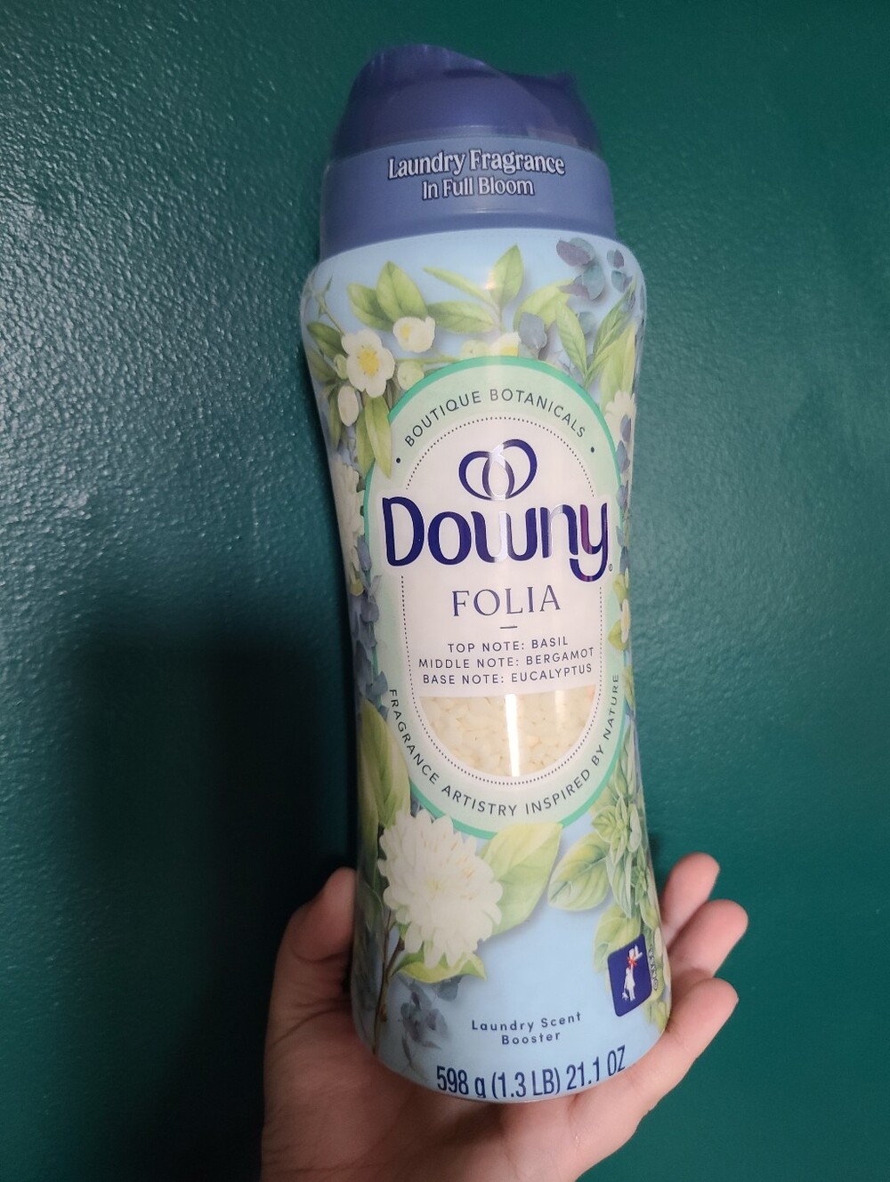 Downy Botanicals Folia 21.1 Oz Scent Beads Laundry Bergamot Eucalyptus Basil